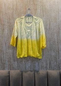 Yellow & White Chikankari Kurti