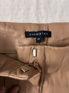 CHEMISTRY Beige Faux Leather Pants