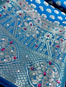 Blue Banarasi Silk Saree