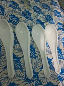 Three Ceramic Laopala Brand Bowl And 4 Spoon