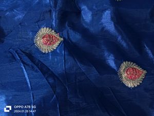 Navy Blue Complete Saree With Fall And Piko