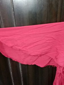 Red Peplum Mandarin Collar Top with Floral Details