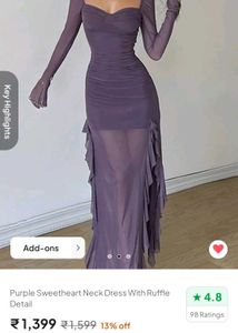 Purple Ruffle Detail Dress