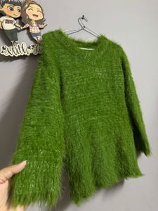 Green Fuzzy Knit Sweater