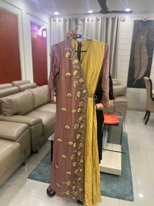 Mustard Brown A LINE INDO WESTERN OUTFITS