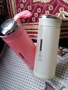 Pink &amp; White &#39;Nice&#39; Vacuum Flasks
