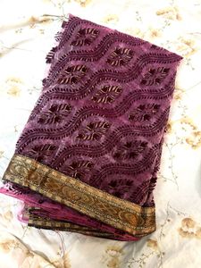 Velvet Printed Net saree✨