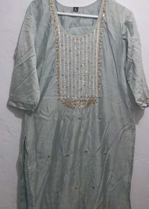 Embroidered Light Blue Kurti