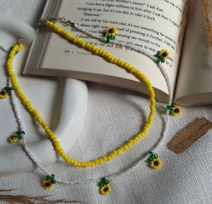 Sunflower Beaded Necklace and Bracelet Combo