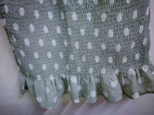 Mind Green &amp; white Geometric print smoked Dress
