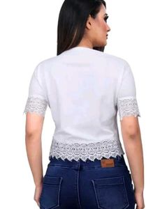 White Lace Trim Top