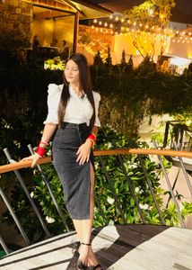 Stylish Denim Skirt with POETRY BOOK