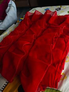 Red Ruffle Saree