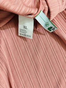 Pink Ribbed Knit Palazzo Pants