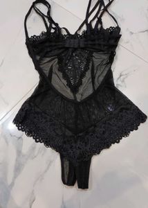 Black Lace Lingerie Bodysuit..size S