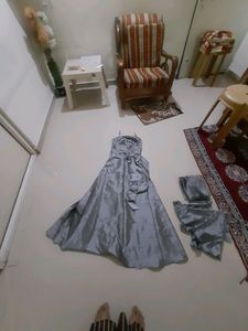 Western Princess Gown With Jacket And Dupatta