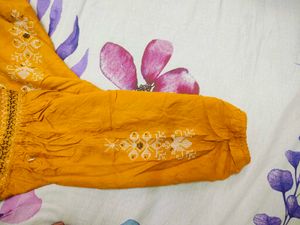 Yellow Embroidered Tunic Top