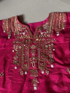 Pink Salwar Kameez with Gold Embroidery No Dupatta