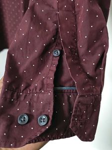Burgundy Patterned Long Sleeve Shirt