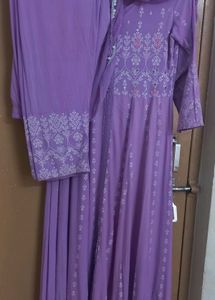 Lavender Anarkali 3 PC Suit