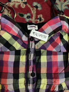 Sphagetti Sleeve Short Chequered Dress