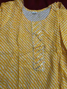 Rajasthani Yellow Lehriya Striped Kurta