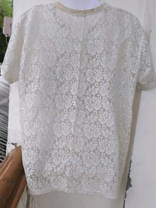 Lace T-shirt with Graphic Print