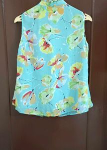 Cyan Blue Frilled Top