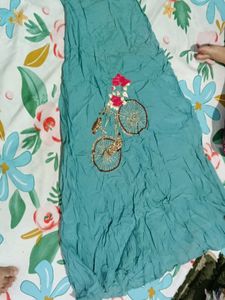 Aqua Dress with Bicycle Detail