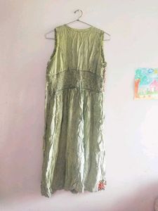 Green Boho Embroidered Dress