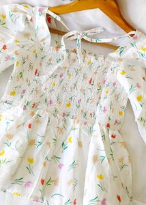 Cute Floral Print Smokey Top