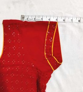 Red Sequined Embroidered Blouse
