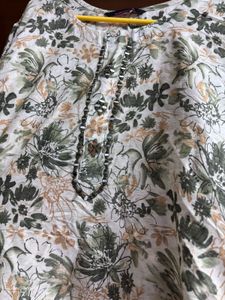 Green Botanical Print Kurta + Dupatta