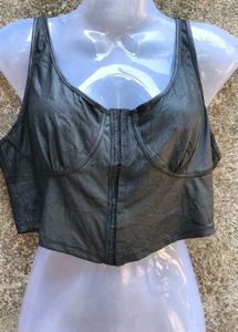 I. CHARCOAL LEATHER CORSET
