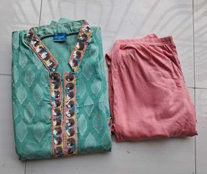 Sequins Work Kurti Set