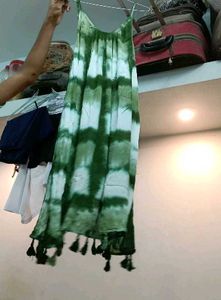 Green Tie-Dye Tassel Dress