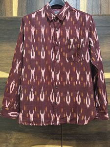 Taavi Men Maroon Ikat Woven Design Regular Fit Cas