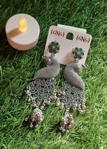 Oxidized Silver Plated Peacock Earrings🦚