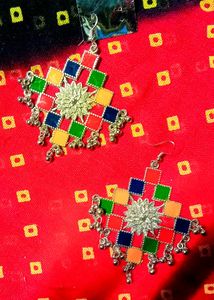 Silver Multi Coloured Light Weight Earring