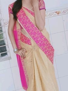 Off White White Coloured Beautiful Cotton Silk Saree