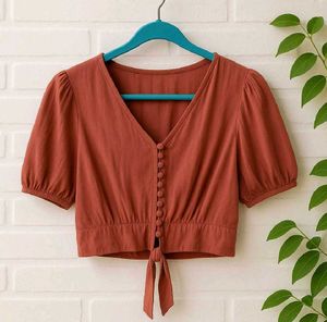 Cute Tie-Front Crop Top