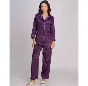 Silky Purple Pajama Set