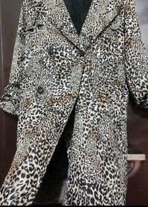 Brown Printed Winter Overcoat For 38 Bust