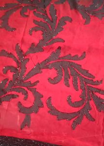 Red &amp; Black Embroidered saree