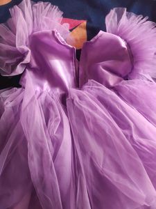 Fancy Lavender Soft Net Baby Girl Frok