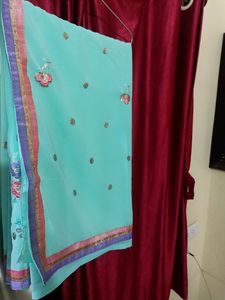 Combo Orange &amp; Cyan Saree