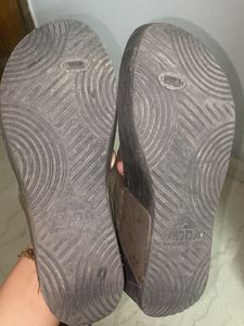 ADDA Brown Wedge Heel Padded flip Flops