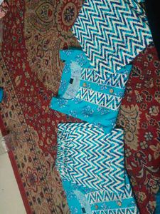 Blue Printed Kurti Set