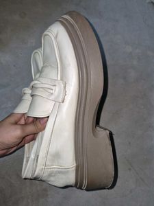 Cream Leather Loafers