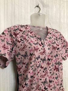 Pink Short Sleeve V Neck Top